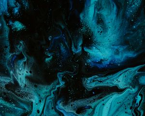 Превью обои краска, жидкость, разводы, синий, fluid art