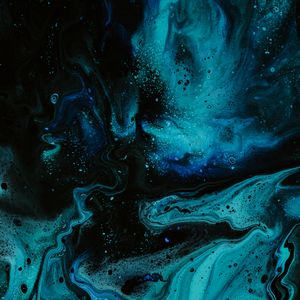 Превью обои краска, жидкость, разводы, синий, fluid art