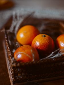 Превью обои красные апельсины, апельсины, фрукты, цитрус, корзинка