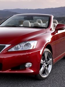 Превью обои красный, lexus is 250c, вид спереди, кабриолет