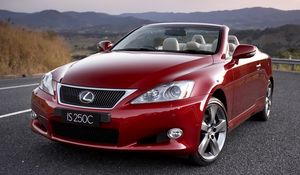 Превью обои красный, lexus is 250c, вид спереди, кабриолет