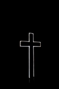 Превью обои крест, религия, бог, неон, черно-белый, черный