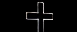 Превью обои крест, религия, бог, неон, черно-белый, черный