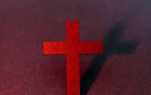 Превью обои крест, религия, бог, красный