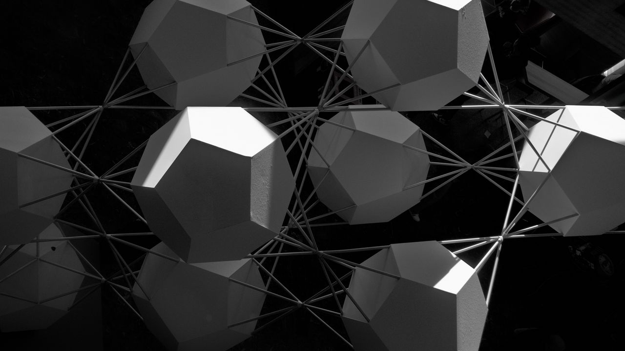 Обои кристал, структура, черно-белый, фигуры, абстракция