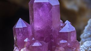 Превью обои кристаллы, грани, аметист, фиолетовый