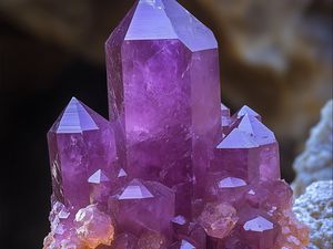 Превью обои кристаллы, грани, аметист, фиолетовый
