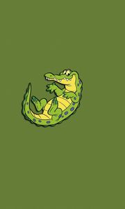 Превью обои крокодил, ящер, глазастый, зубастый, аллигатор, зеленый, минимализм
