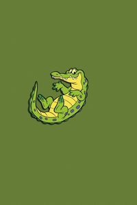 Превью обои крокодил, ящер, глазастый, зубастый, аллигатор, зеленый, минимализм