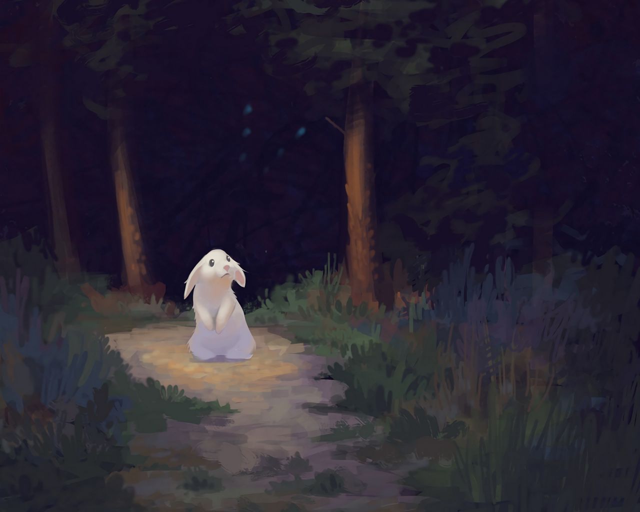 Заяц в темном лесу