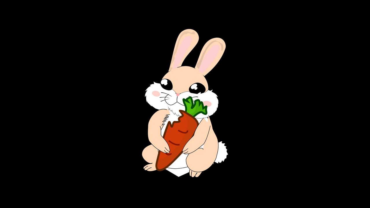 Обои кролик, морковь, арт, вектор, минимализм