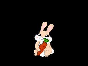 Превью обои кролик, морковь, арт, вектор, минимализм