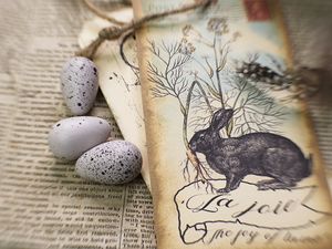 Превью обои кролик, открытка, яйца, пасха