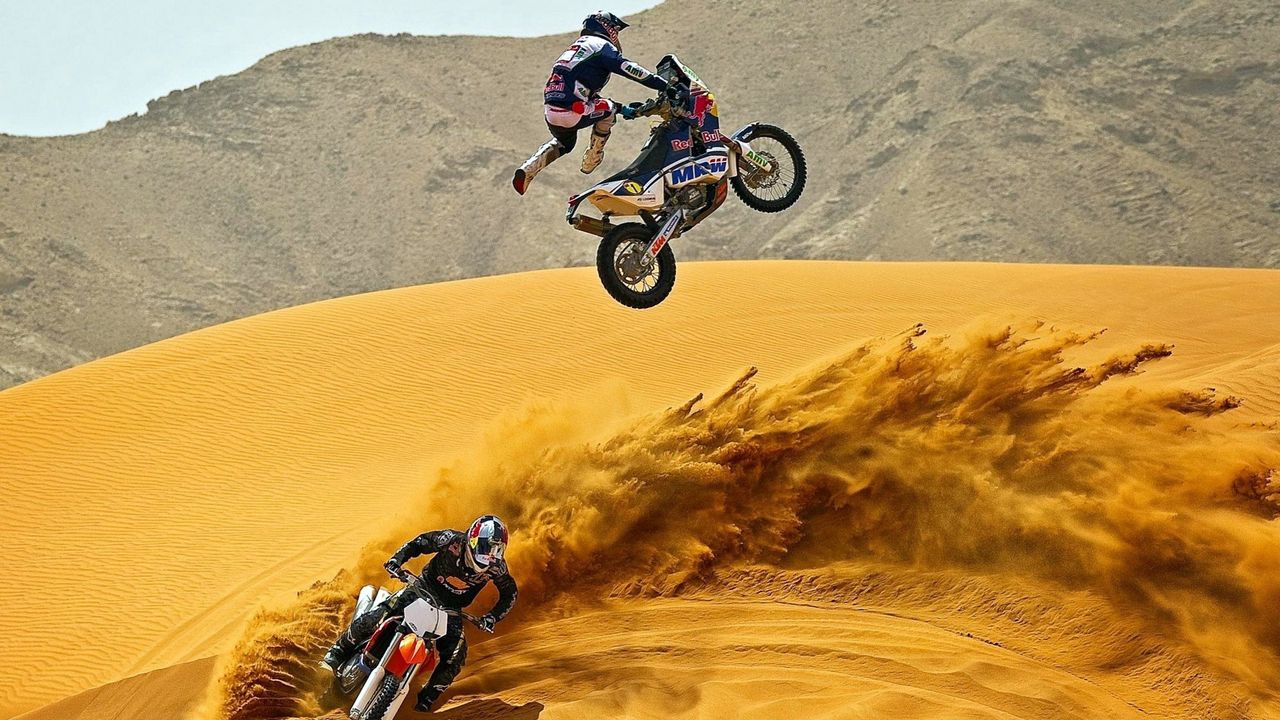 Обои кроссовые, пустыня, мотоциклы, песок, мотокросс