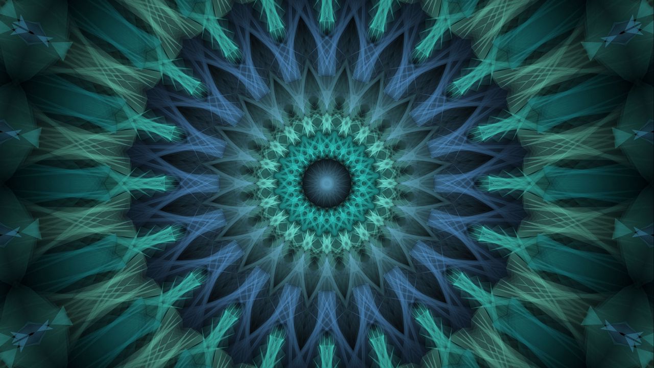 Обои круги, фрактал, синий, зеленый, абстракция