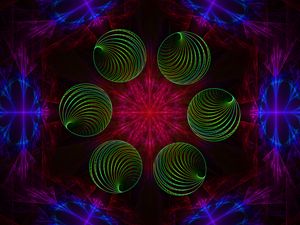 Превью обои круги, линии, неон, разноцветный, абстракция