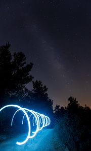 Превью обои круги, неон, фризлайт, ночь, звезды