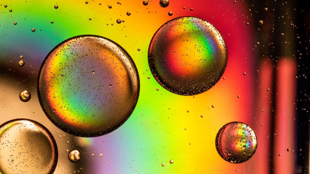 Обои круги, пузырь, радуга, разноцветный