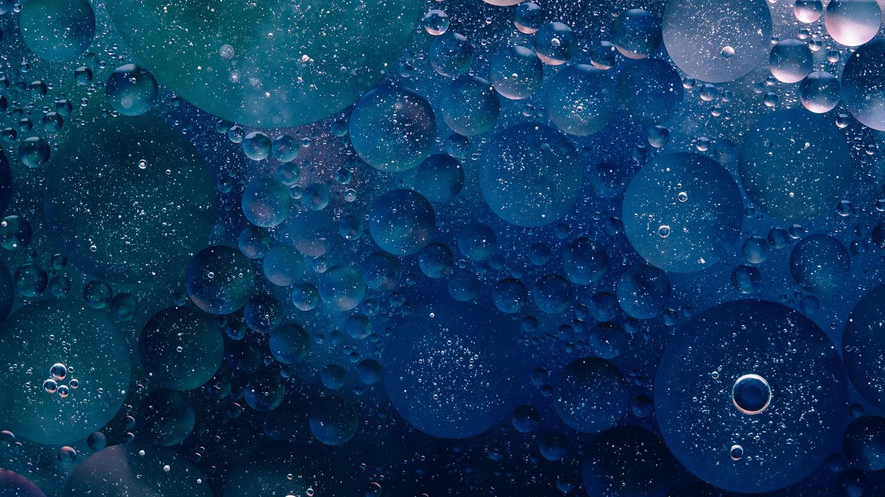 Обои круги, пузыри, синий, текстура