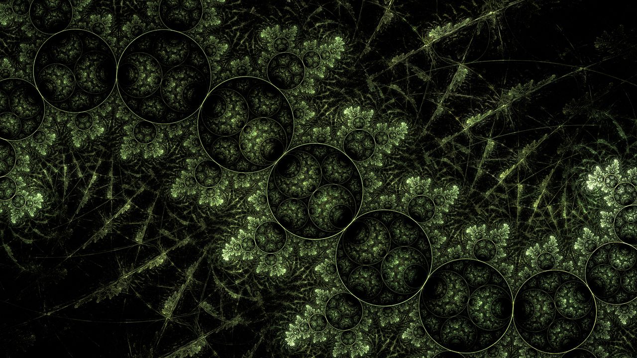 Обои круги, узор, зеленый, абстракция, темный
