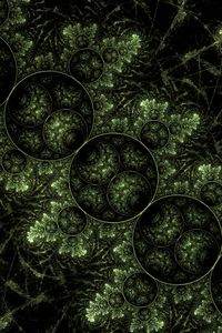 Превью обои круги, узор, зеленый, абстракция, темный