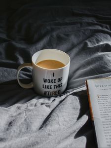 Превью обои кружка, кофе, книга, утро
