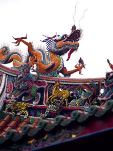 Превью обои крыша, китай, дракон, украшение, декорация