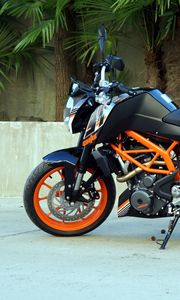 Превью обои ktm, мотоцикл, байк, черный, оранжевый, мото