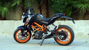 Превью обои ktm, мотоцикл, байк, черный, оранжевый, мото