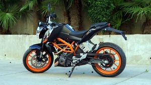 Превью обои ktm, мотоцикл, байк, черный, оранжевый, мото