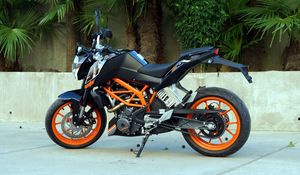 Превью обои ktm, мотоцикл, байк, черный, оранжевый, мото