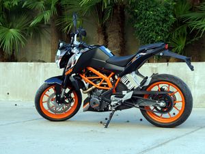 Превью обои ktm, мотоцикл, байк, черный, оранжевый, мото