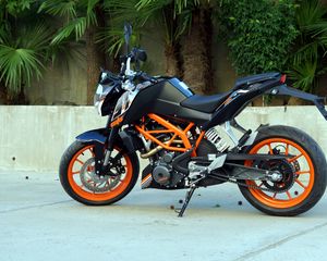 Превью обои ktm, мотоцикл, байк, черный, оранжевый, мото