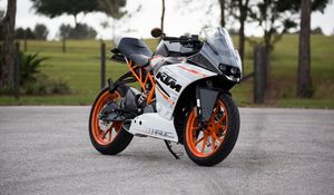 Превью обои ktm, мотоцикл, вид сбоку