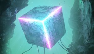 Превью обои куб, 3d, неон, подсветка