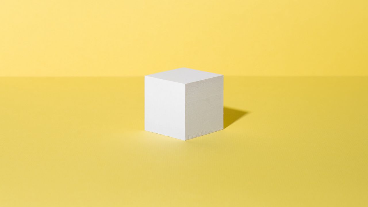 Обои куб, фигура, минимализм, желтый