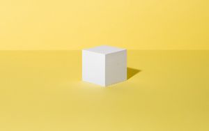 Превью обои куб, фигура, минимализм, желтый