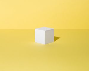Превью обои куб, фигура, минимализм, желтый