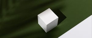 Превью обои куб, фигура, тень, минимализм, зеленый