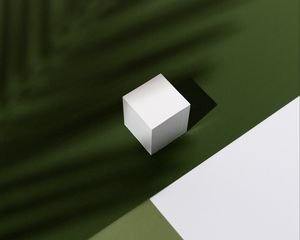 Превью обои куб, фигура, тень, минимализм, зеленый