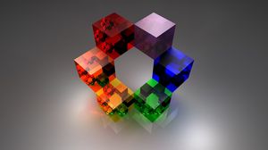 Превью обои куб, форма, разноцветный, стекло, поверхность