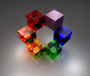 Превью обои куб, форма, разноцветный, стекло, поверхность