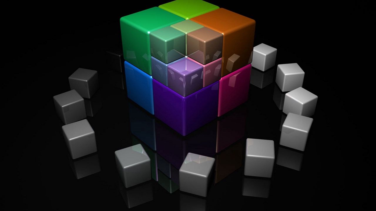 Обои куб, кубики, разноцветный, яркий