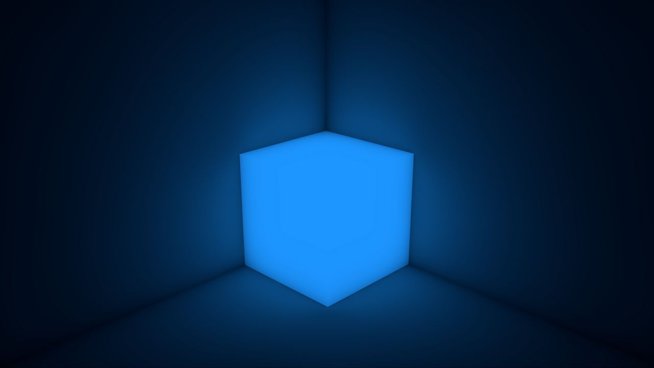 Обои куб, неон, форма, подсветка