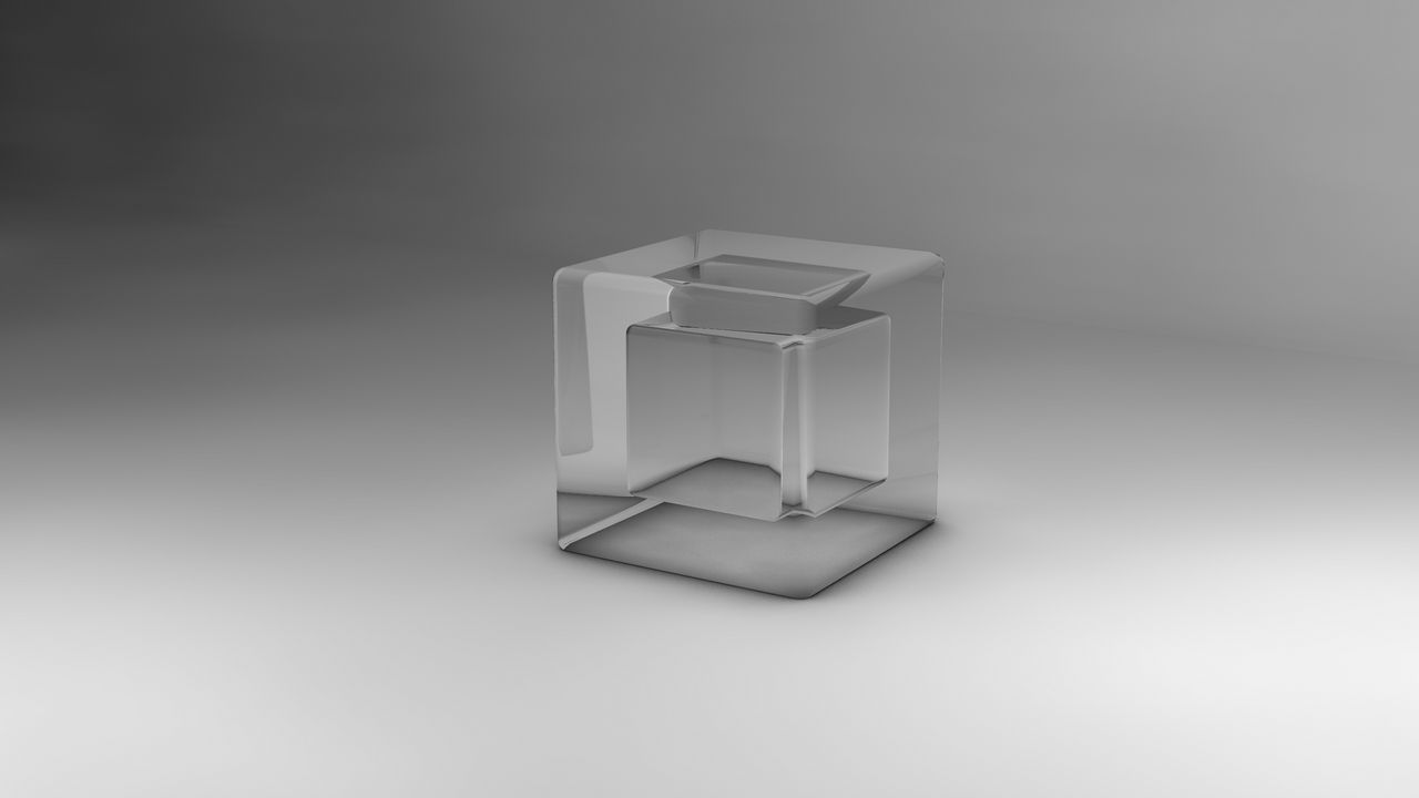 Обои куб, стекло, фон, серый