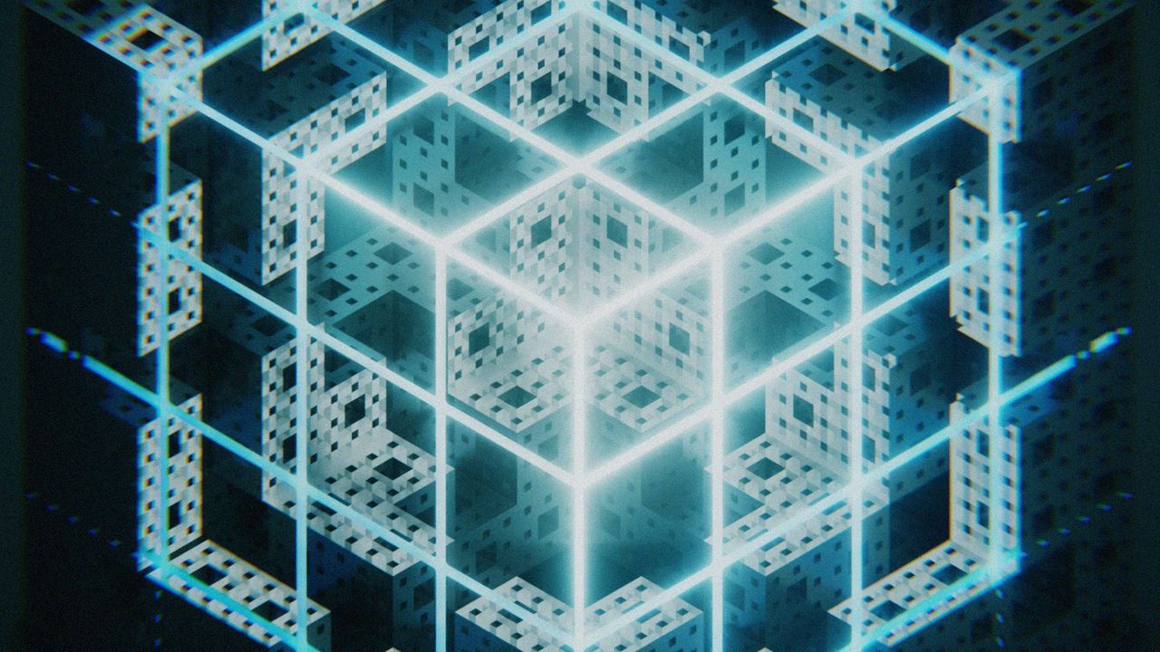 Обои куб, структура, свечение, форма, 3d