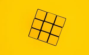 Превью обои кубик рубик, куб, левитация, желтый