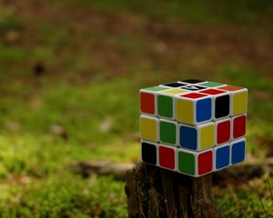 Превью обои кубик рубика, куб, головоломка, разноцветный