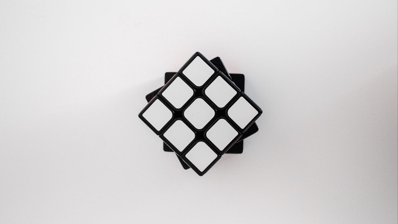 Обои кубик рубика, куб, вид сверху, белый