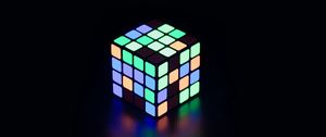 Превью обои кубик рубика, неон, свечение, разноцветный